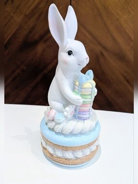 New Easter Pink Sugared Bunny Rabbit Macaron Pastel Blue Ribbon Bow Decor
